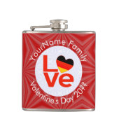 ドイツ赤恋ハート国旗パーソナライズされた フラスク (正面)