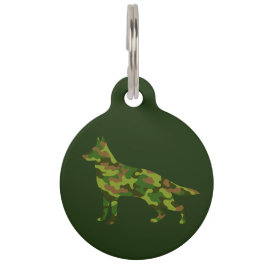 ドイツ軍のシェパード犬、グリーンの迷彩 ペット　ネームタグ