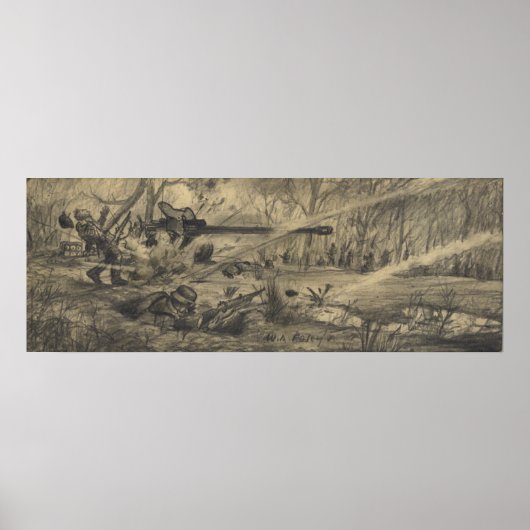 ドイツ軍の砲撃を受ける ポスター (正面)