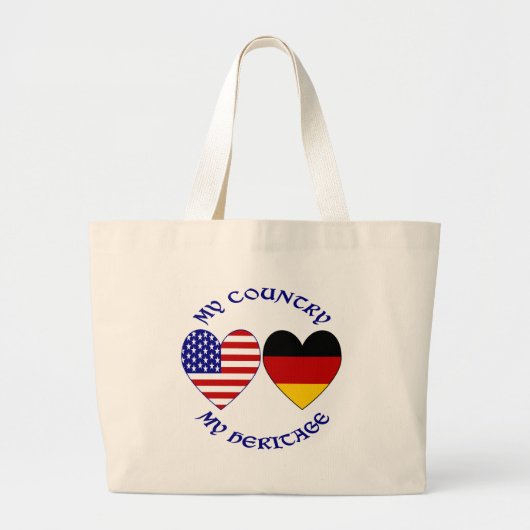 ドイツ連邦国旗のハート国伝統 ラージトートバッグ (正面)