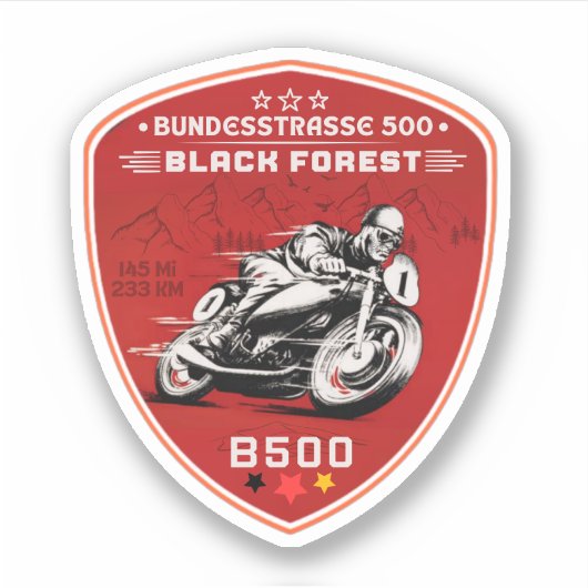 ドイツ道B500、黒い森の街道 シール (正面)