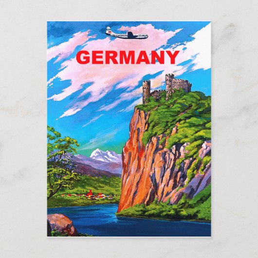 ドイツ飛んでいるへ、レーヌ川の城、ヴィンテージ ポストカード (正面)