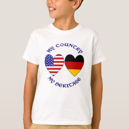 ドイツ アメリカ国旗 ハート カントリー ヘリテージ ボーイズ Tシャツ