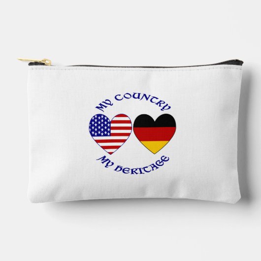 ドイツ アメリカ国旗 ハート 国 ヘリテージ アクセサリーポーチ (正面)