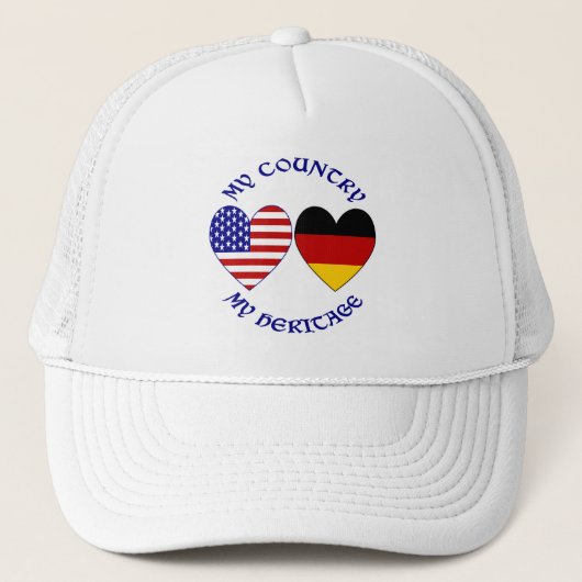 ドイツ アメリカ国旗 ハート 国 ヘリテージ キャップ (正面)