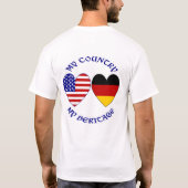 ドイツ アメリカ国旗 ハート 自分の国 自分の遺産 メンズ Tシャツ (裏面)