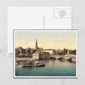 ドイツ、アルザス・ロレーヌ州、メッツのミドルブリッジ ポストカード (正面/裏面)