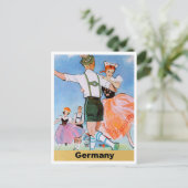 ドイツ、カップル踊りポルカフォークコスチューム ポストカード (スタンド正面)