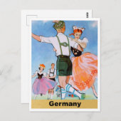 ドイツ、カップル踊りポルカフォークコスチューム ポストカード (正面/裏面)