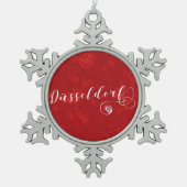 ドイツ,クリスマスツリーオーナメント,デュッセルドルフハート スノーフレークピューターオーナメント (正面)