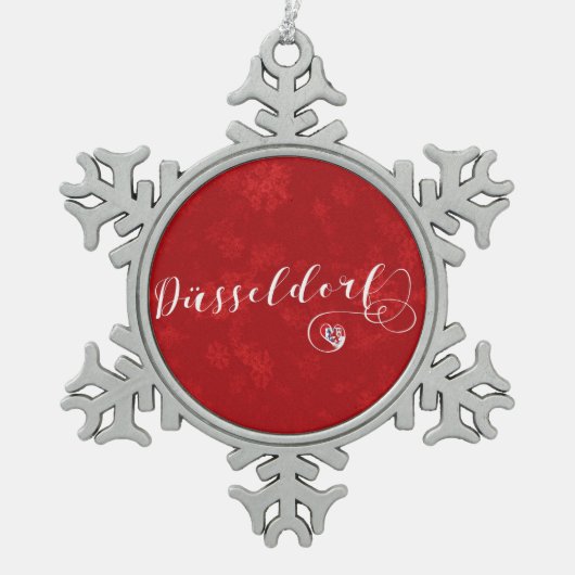 ドイツ,クリスマスツリーオーナメント,デュッセルドルフハート スノーフレークピューターオーナメント (正面)