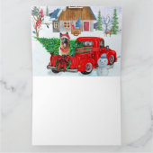 ドイツ・シェパードがクリスマス配送トラックで雪の中を カード (内部)