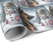 ドイツ・シェパードとホリデー・スノーマン ラッピングペーパー (ロールコーナー)