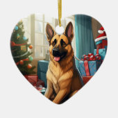 ドイツ・シェパードのクリスマス ペット オーナメント, 犬好き セラミックオーナメント (正面)