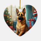 ドイツ・シェパードのクリスマス ペット オーナメント, 犬好き セラミックオーナメント (裏面)