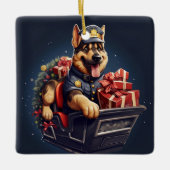 ドイツ・シェパードのクリスマス ペット オーナメント, 犬好き セラミックオーナメント (正面)