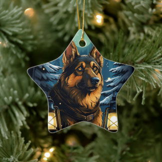 ドイツ・シェパードのクリスマス ペット オーナメント, 犬好き セラミックオーナメント