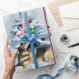 ドイツ・シェパードのクリスマス ラッピングペーパー