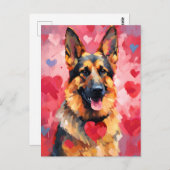 ドイツ・シェパードのバレンタインデー ポストカード (正面/裏面)