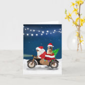 ドイツ・シェパードの犬のクリスマス サンタクロース カード (黄色い花)