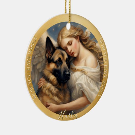 ドイツ・シェパードの芸術写真の記念品(クリスマス) セラミックオーナメント (右)