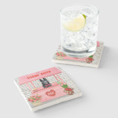 ドイツ・シェパード犬のバレンタインデーのキッシングブース ストーンコースター (横)