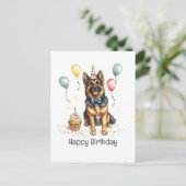 ドイツ・シェパード犬の誕生日おめでとう ポストカード (スタンド正面)
