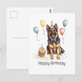 ドイツ・シェパード犬の誕生日おめでとう ポストカード (正面/裏面)