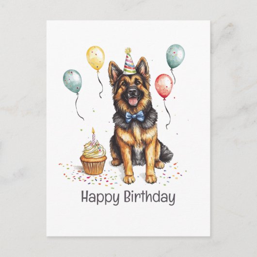 ドイツ・シェパード犬の誕生日おめでとう ポストカード (正面)