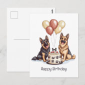 ドイツ・シェパード犬の誕生日ケーキ ポストカード (正面/裏面)