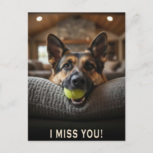 ドイツ・シェパード犬 寂しいよ ポストカード (正面)