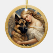 ドイツ・シェパード・アート写真クリスマス記念品 セラミックオーナメント (正面)