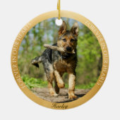 ドイツ・シェパード・アート写真クリスマス記念品 セラミックオーナメント (裏面)