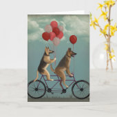 ドイツ·シェパード·タンデム カード (黄色い花)