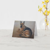 『ドイツ・シェパード・ドッグ・アート・ノテカード』 カード (黄色い花)