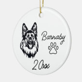 ドイツ・シェパード・ドッグ カスタム名&年 ラインアート セラミックオーナメント (左)
