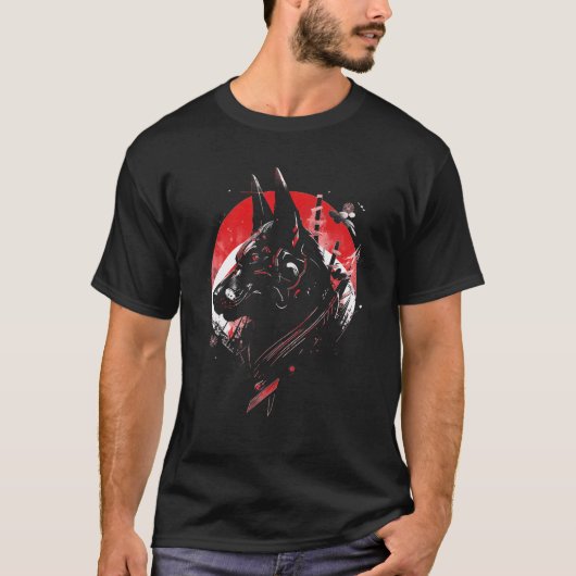 ドイツ+シェパード+忍者+サムライ+日本+変身 Tシャツ (正面)