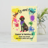 ドイツ・ショートヘアード・ポインターのアート・バースデー・招待状 招待状 (スタンド正面)