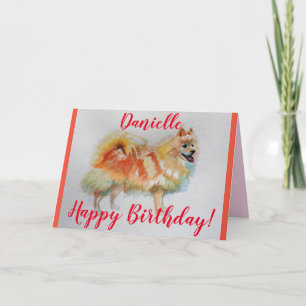 ドイツ・スピッツ・ドッグ・ウォーターカラーペット誕生日カード カード