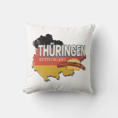 ドイツ　トゥーリンゲン州　レトロ　ヴィンテージ　連邦州地図 クッション (正面)