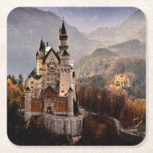 ドイツ·ヌシュワンシュタイン城 スクエアペーパーコースター (正面)