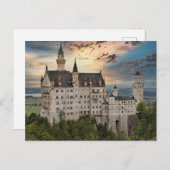 ドイツ・バイエルンのノイシュヴァンシュタイン城の夕日 ポストカード (正面/裏面)