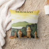 ドイツ、バイエルン州、ドイツの城 ヴィンテージ トラベル アート クッション (ブランケット)