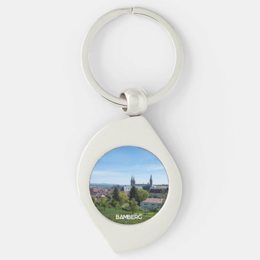 ドイツ、バンバーグの歴史的旧市街のパノラマ キーホルダー (正面)