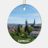 ドイツ、バンバーグの歴史的旧市街のパノラマ セラミックオーナメント (左)