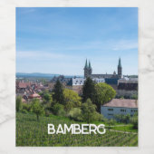 ドイツ、バンベルクの歴史的な旧市街のパノラマ ワインラベル (シングルラベル)