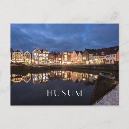 ドイツ、フセム、夜の内陸港 ポストカード (正面)