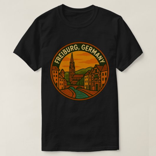 ドイツ フライブルク 街並み Tシャツ (デザイン正面)