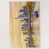 ドイツ，フランクフルトの夕日 ジグソーパズル (縦)