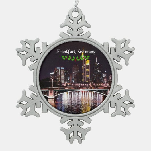 ドイツ，フランクフルト スノーフレークピューターオーナメント (正面)
